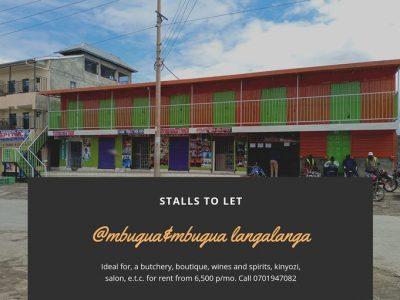 Vacant business stalls to let at New birth Langalanga