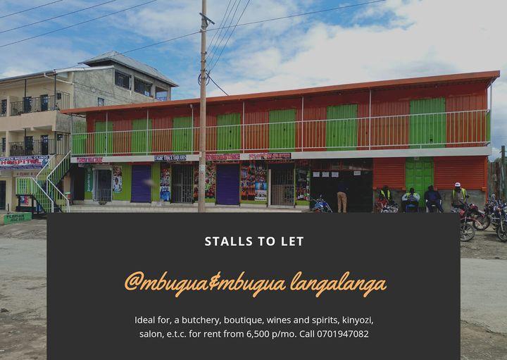 Vacant business stalls to let at New birth Langalanga